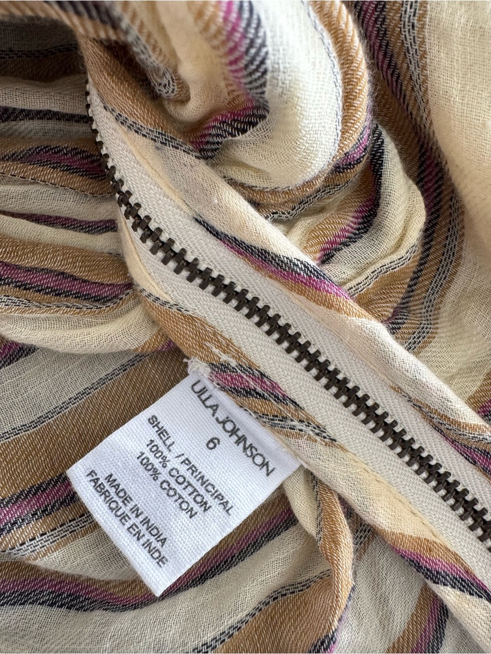 Ulla Johnson One-Shoulder Striped Cream and Taupe Top - Picture 7 of 7